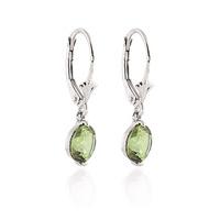 Green Amethyst Drop Earrings 3.1ctw in 9ct White Gold