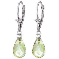 green amethyst and diamond droplet earrings 45ctw in 9ct white gold