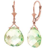 Green Amethyst Star Heart Drop Earrings 17.0ctw in 9ct Rose Gold