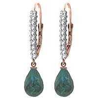 Green Diamond and Emerald Laced Stem Drop Earrings in 9ct Rose Gold