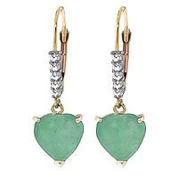 Green Diamond and Emerald Drop Earrings in 9ct Rose Gold