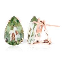 Green Amethyst Droplet Stud Earrings 10.0ctw in 9ct Rose Gold