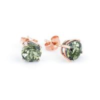 Green Amethyst Stud Earrings 3.1ctw in 9ct Rose Gold