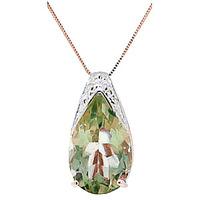 green amethyst snowcap pendant necklace 50ct in 9ct rose gold