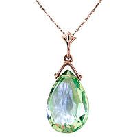 Green Amethyst Droplet Briolette Pendant Necklace 5.1ct in 9ct Rose Gold