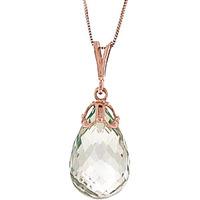 Green Amethyst Tiara Briolette Pendant Necklace 7.0ct in 9ct Rose Gold