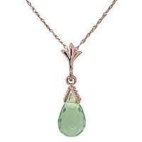 Green Amethyst Droplet Briolette Pendant Necklace 2.5ct in 9ct Rose Gold