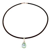 green amethyst and diamond leather pendant necklace 65ct in 9ct rose g ...