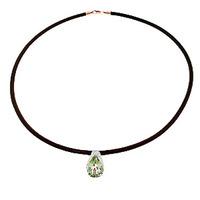 Green Amethyst Snowcap Leather Pendant Necklace 6.0ct in 9ct Rose Gold