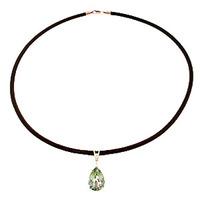 green amethyst and diamond leather pendant necklace 60ct in 9ct rose g ...