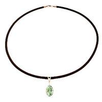 Green Amethyst and Diamond Leather Pendant Necklace 7.55ct in 9ct Rose Gold