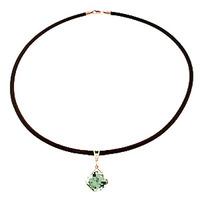 Green Amethyst and Diamond Leather Pendant Necklace 8.75ct in 9ct Rose Gold