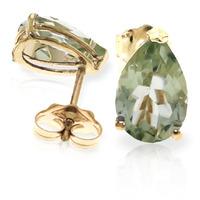 Green Amethyst Stud Earrings 3.15ctw in 9ct Gold