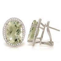 Green Amethyst and Diamond French Clip Earrings 10.2ctw in 9ct White Gold