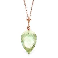 green amethyst briolette pendant necklace 95ct in 9ct rose gold