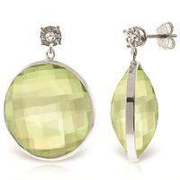 Green Amethyst and Diamond Stud Earrings 36.0ctw in 9ct White Gold