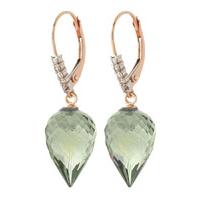 green amethyst and diamond drop earrings 190ctw in 9ct rose gold