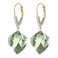 green amethyst and diamond drop earrings 260ctw in 9ct gold