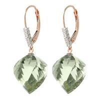 green amethyst and diamond drop earrings 260ctw in 9ct rose gold