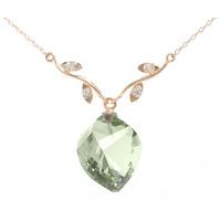 green amethyst and diamond pendant necklace 130ct in 9ct rose gold