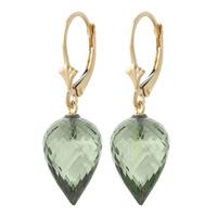 green amethyst briolette drop earrings 190ctw in 9ct gold