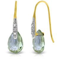 green amethyst and diamond drop earrings 60ctw in 9ct gold