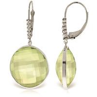 Green Amethyst and Diamond Drop Earrings 36.0ctw in 9ct White Gold