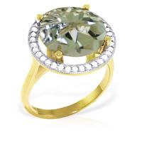 Green Amethyst and Diamond Halo Ring 5.0ct in 9ct Gold