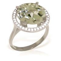 Green Amethyst and Diamond Halo Ring 5.0ct in 9ct White Gold