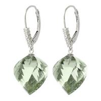 Green Amethyst and Diamond Drop Earrings 26.0ctw in 9ct White Gold