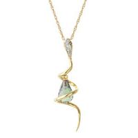 Green Amethyst and Diamond Serpent Pendant Necklace 2.25ct in 9ct Gold