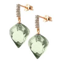 Green Amethyst and Diamond Stud Earrings 26.0ctw in 9ct Rose Gold