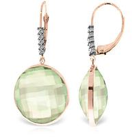 Green Amethyst and Diamond Drop Earrings 36.0ctw in 9ct Rose Gold