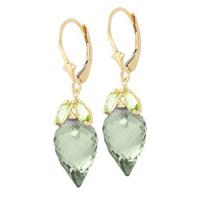 Green Amethyst and Peridot Drop Earrings 20.0ctw in 9ct Gold