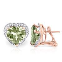 Green Amethyst and Diamond French Clip Earrings 6.2ctw in 9ct Rose Gold