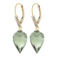 green amethyst and diamond drop earrings 190ctw in 9ct gold