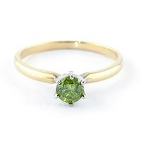 Green Diamond Crown Solitaire Ring in 9ct Gold