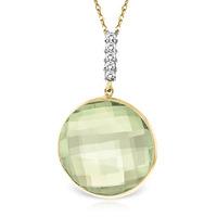 Green Amethyst and Diamond Pendant Necklace 18.0ct in 9ct Gold