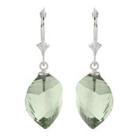 Green Amethyst Briolette Drop Earrings 26.0ctw in 9ct White Gold