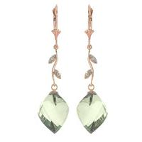 Green Amethyst and Diamond Drop Earrings 26.0ctw in 9ct Rose Gold