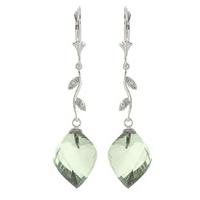 Green Amethyst and Diamond Drop Earrings 26.0ctw in 9ct White Gold