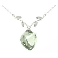 Green Amethyst and Diamond Pendant Necklace 13.0ct in 9ct White Gold