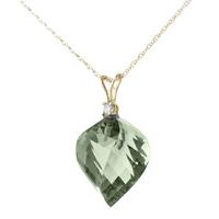 green amethyst and diamond pendant necklace 130ct in 9ct gold