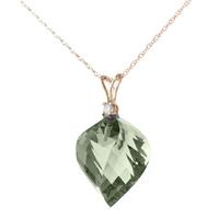 Green Amethyst and Diamond Pendant Necklace 13.0ct in 9ct Rose Gold