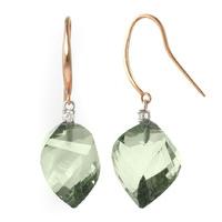 Green Amethyst and Diamond Drop Earrings 26.0ctw in 9ct Rose Gold