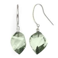 Green Amethyst and Diamond Drop Earrings 26.0ctw in 9ct White Gold