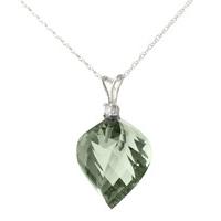 Green Amethyst and Diamond Pendant Necklace 13.0ct in 9ct White Gold