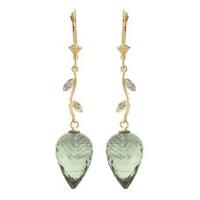 Green Amethyst and Diamond Drop Earrings 19.0ctw in 9ct Gold