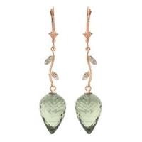 green amethyst and diamond drop earrings 190ctw in 9ct rose gold