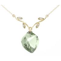 Green Amethyst and Diamond Pendant Necklace 13.0ct in 9ct Gold